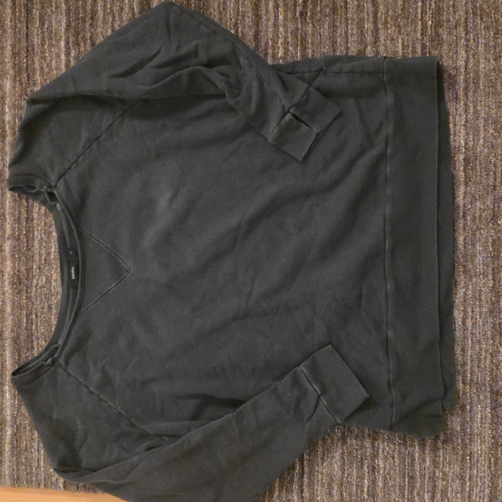 Bassike Black Long Raglan Sleeve Sweatshirt, Size Small, Wide Neck